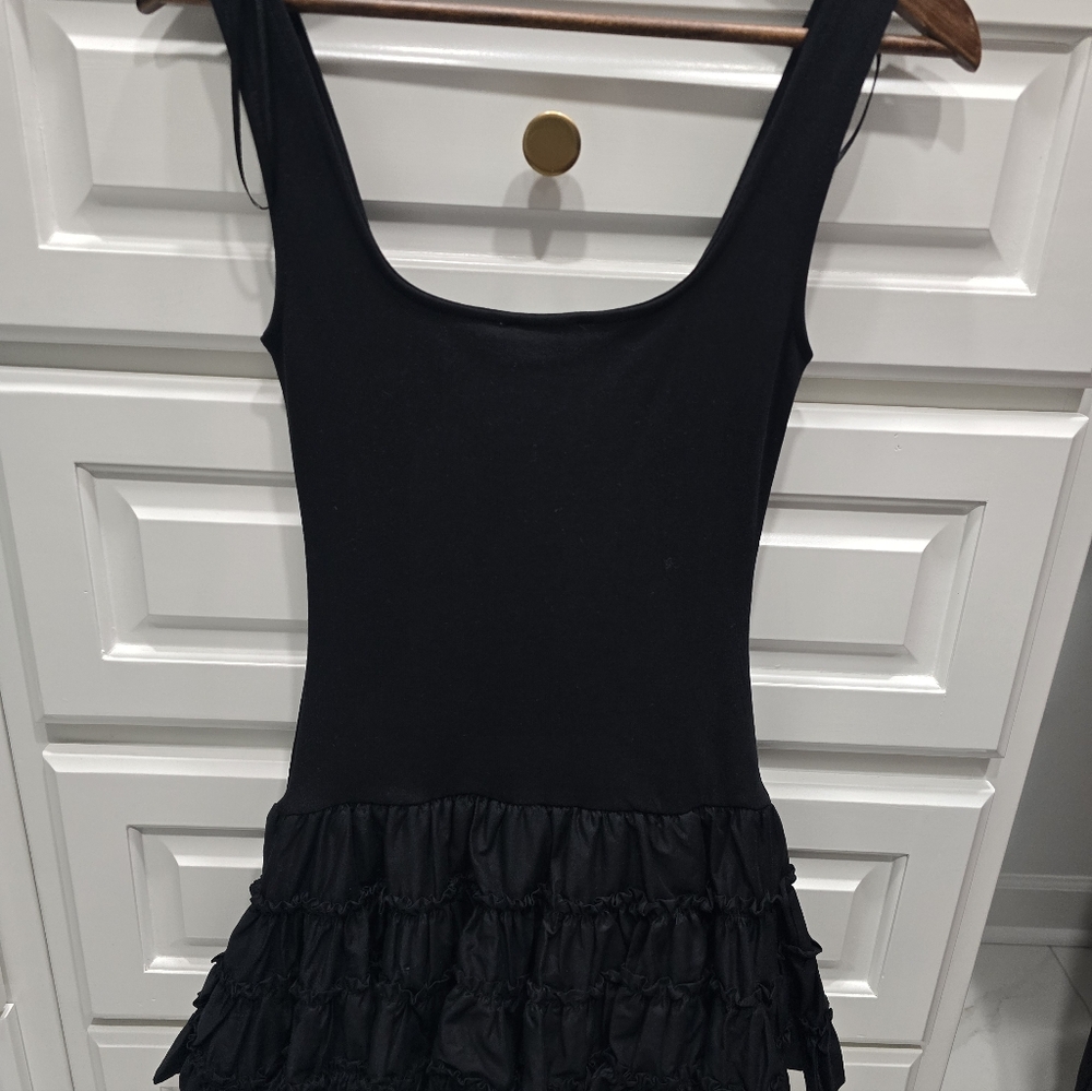Zara Black Ruffled Mini Dress - Picture 2 of 4